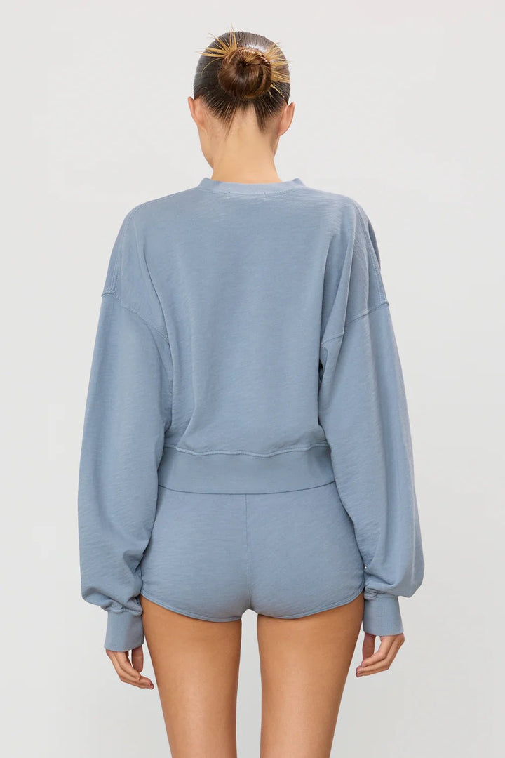 Éterne - Cropped V - Neck Sweatshirt Slate - Kalifornia Jean Bar