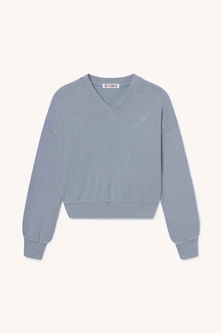 Éterne - Cropped V - Neck Sweatshirt Slate - Kalifornia Jean Bar
