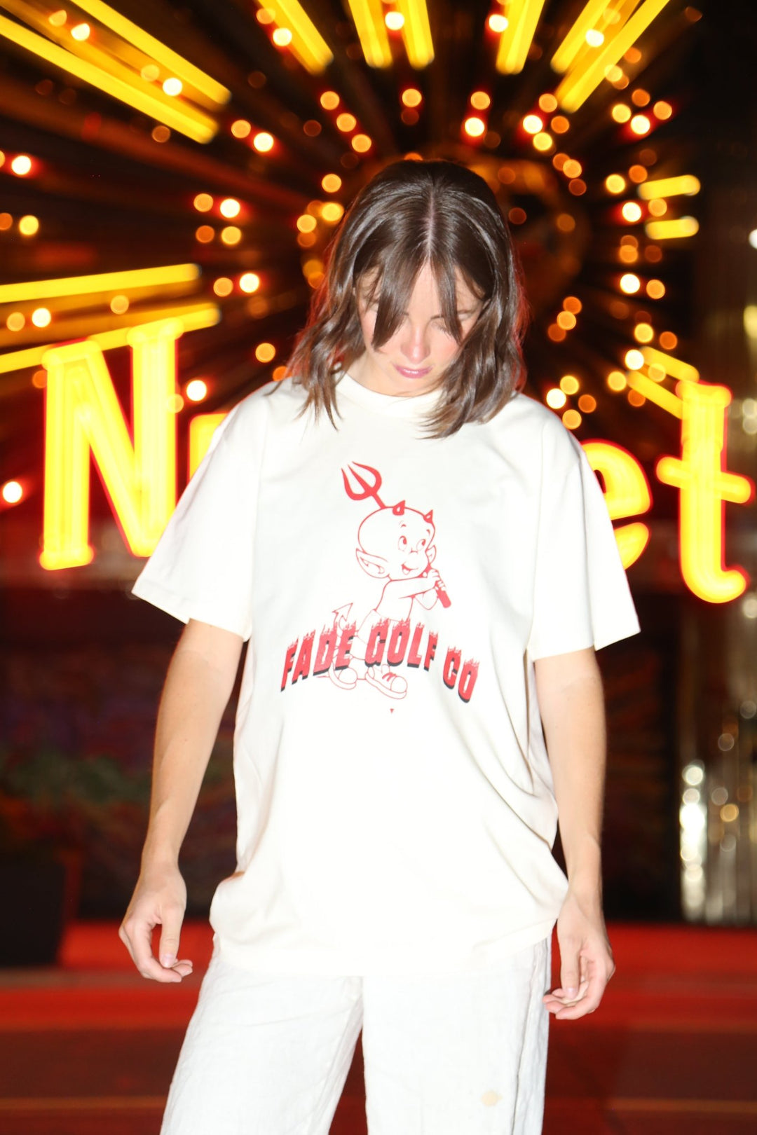 Fade Golf Co. - Hot Devil Tee in Ecru - Kalifornia Jean Bar