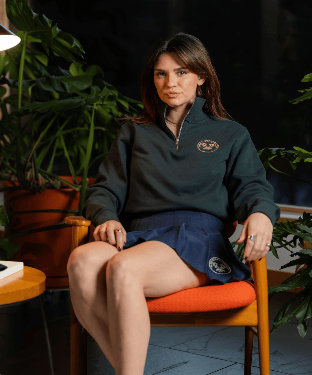 Fade Golf Co. - Links Crest Quarter Zip in Pine Green - Kalifornia Jean Bar