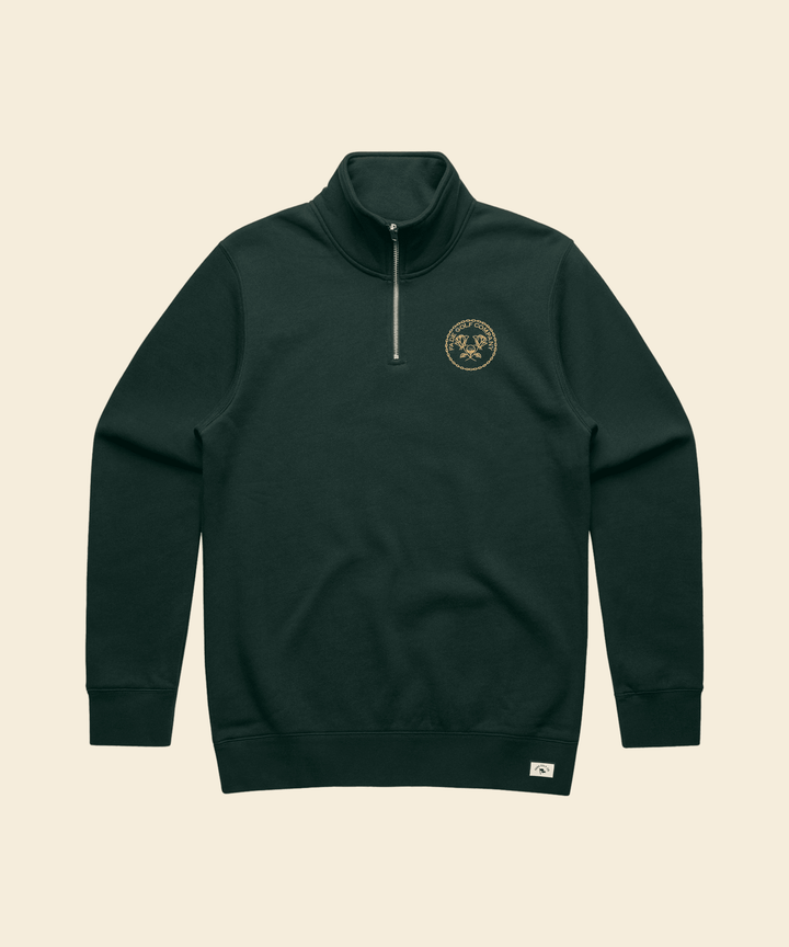 Fade Golf Co. - Links Crest Quarter Zip in Pine Green - Kalifornia Jean Bar