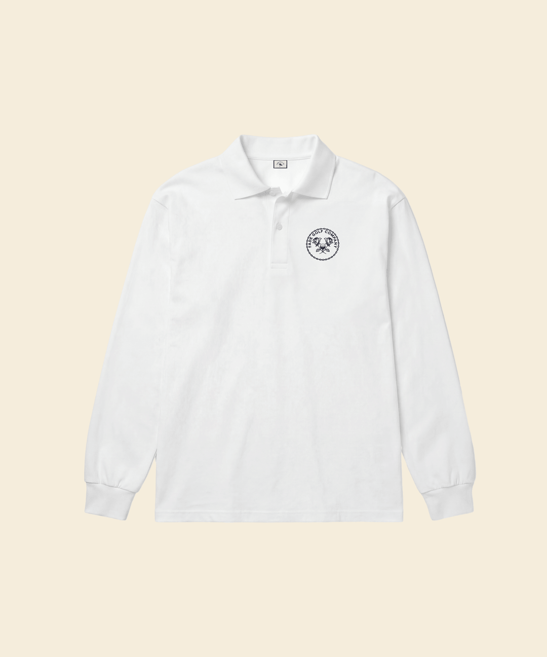 Fade Golf Co. - Links Crest Vintage White Long Sleeve Polo - Kalifornia Jean Bar