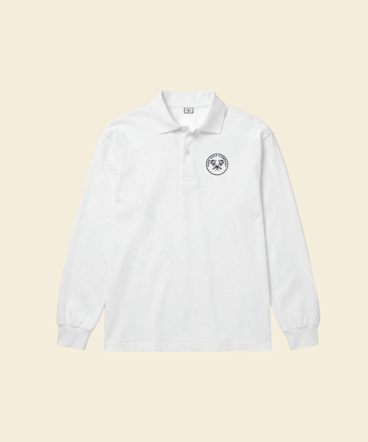 Fade Golf Co. - Links Crest Vintage White Long Sleeve Polo - Kalifornia Jean Bar