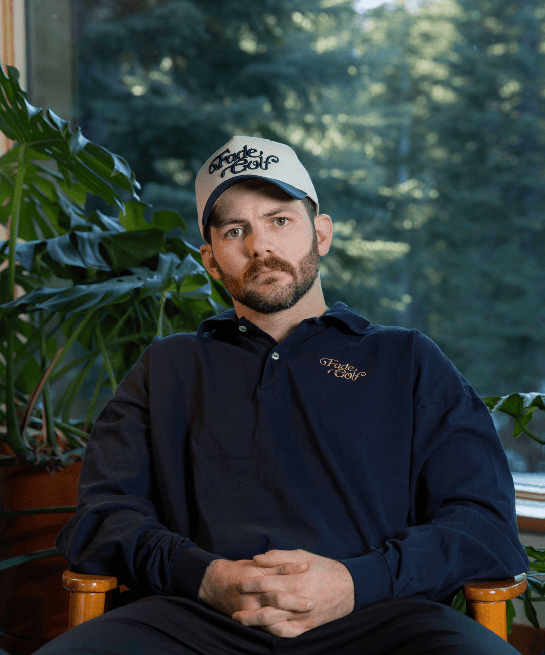 Fade Golf Co. - Vintage Navy Script Long Sleeve Polo - Kalifornia Jean Bar