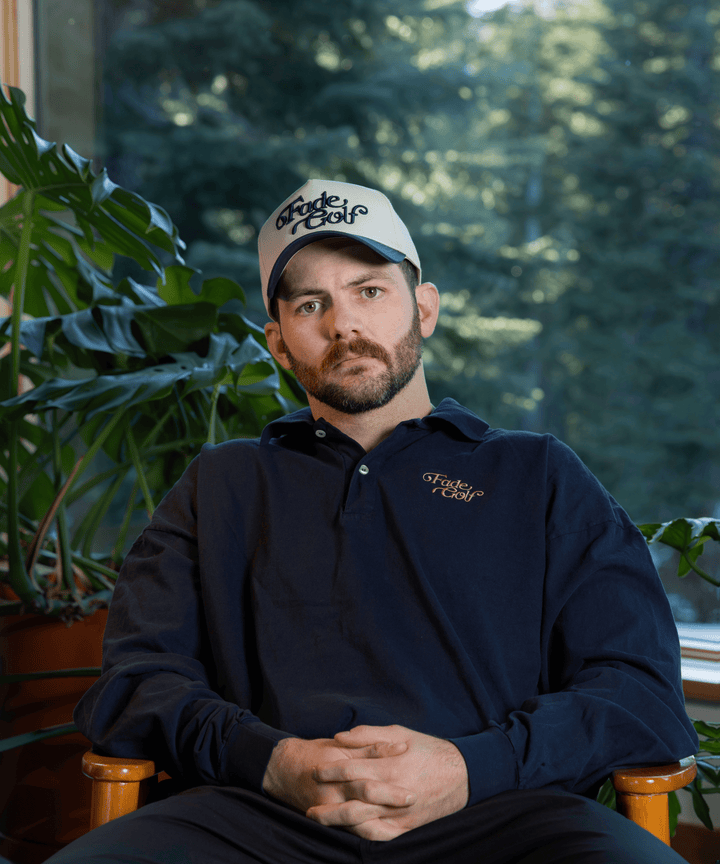 Fade Golf Co. - Vintage Navy Script Long Sleeve Polo - Kalifornia Jean Bar