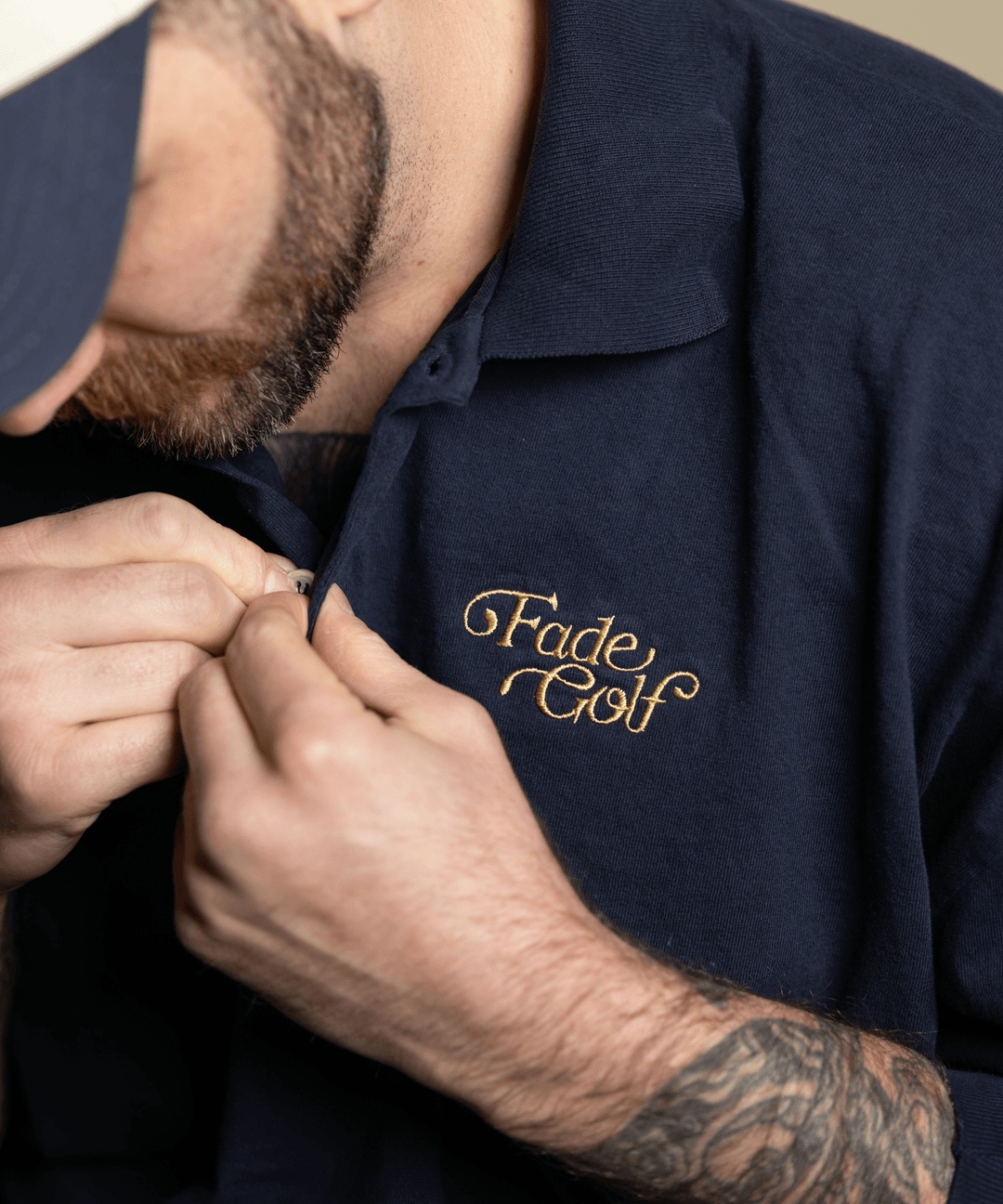 Fade Golf Co. - Vintage Navy Script Long Sleeve Polo - Kalifornia Jean Bar