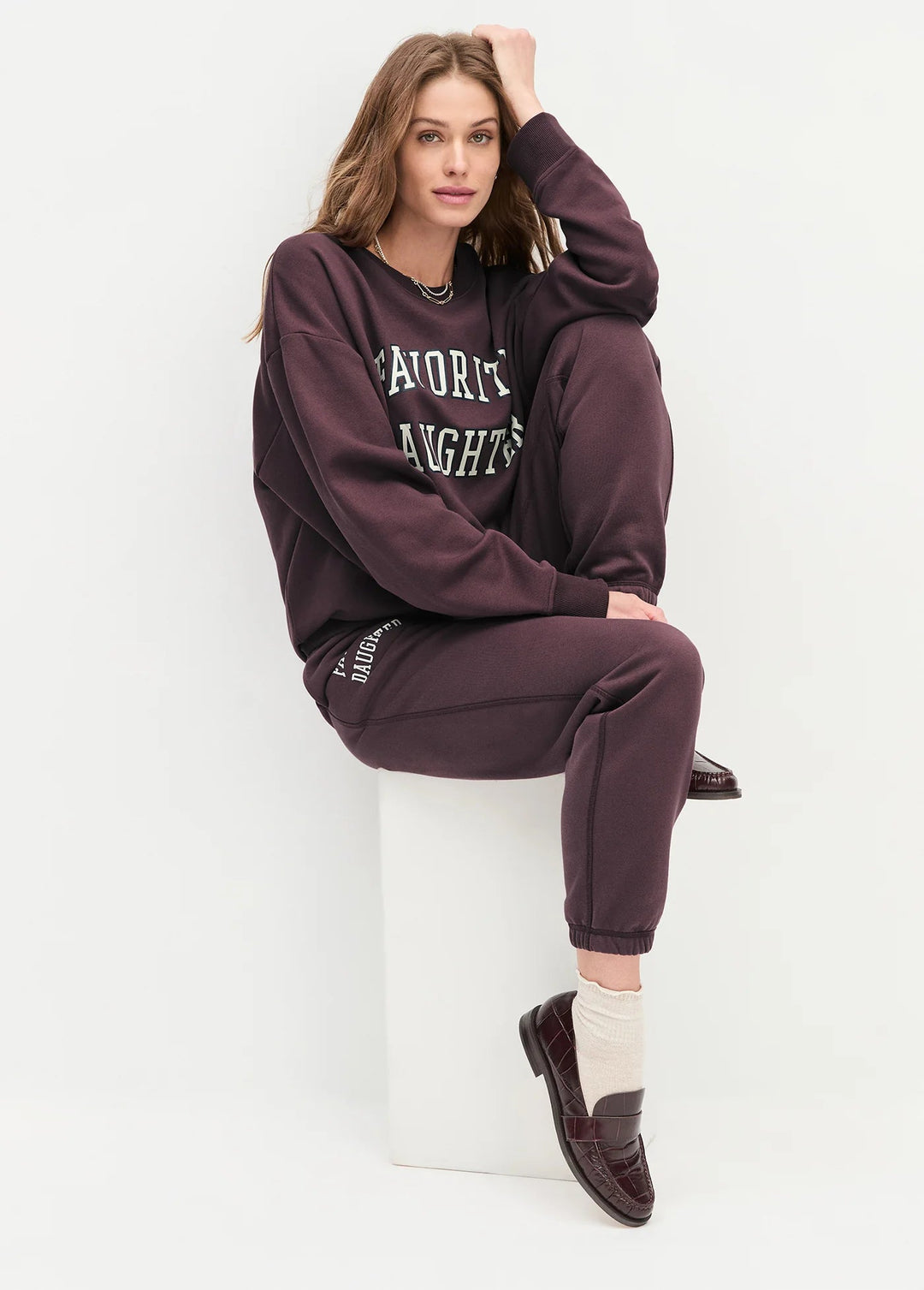 Favorite Daughter - Burgandy/Gardenia Collegiate Sweatshirt - Kalifornia Jean Bar
