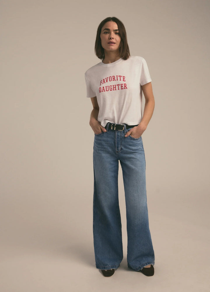 Favorite Daughter - White Rouge Cropped Collegiate Tee - Kalifornia Jean Bar Favorite Daughter - White Rouge Cropped Collegiate Tee