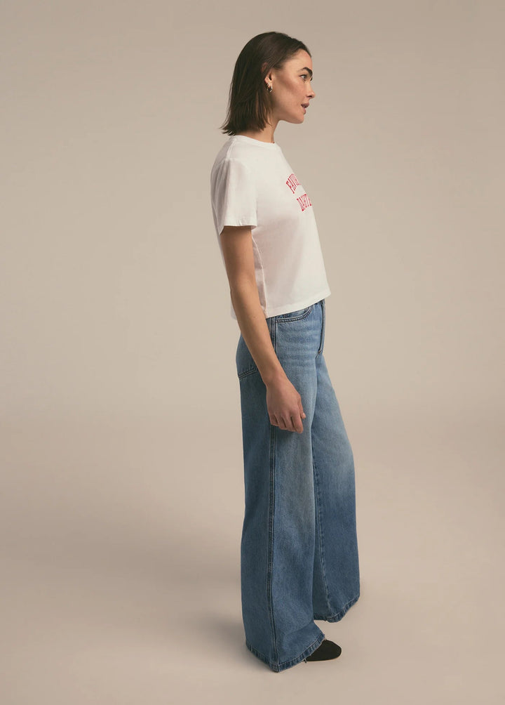 Favorite Daughter - White Rouge Cropped Collegiate Tee - Kalifornia Jean Bar Favorite Daughter - White Rouge Cropped Collegiate Tee