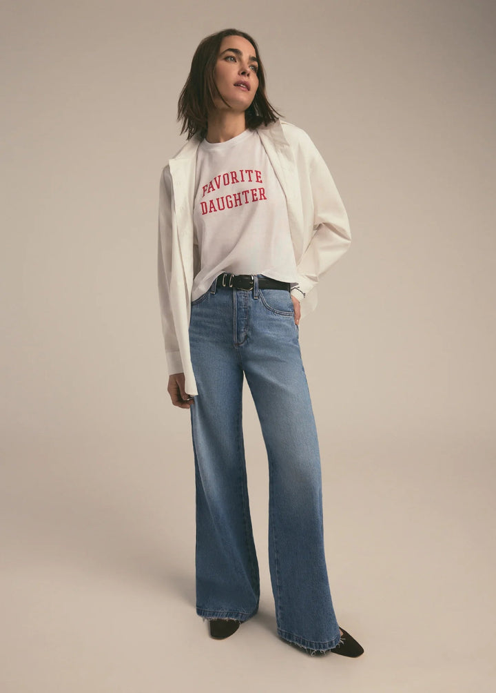 Favorite Daughter - White Rouge Cropped Collegiate Tee - Kalifornia Jean Bar Favorite Daughter - White Rouge Cropped Collegiate Tee