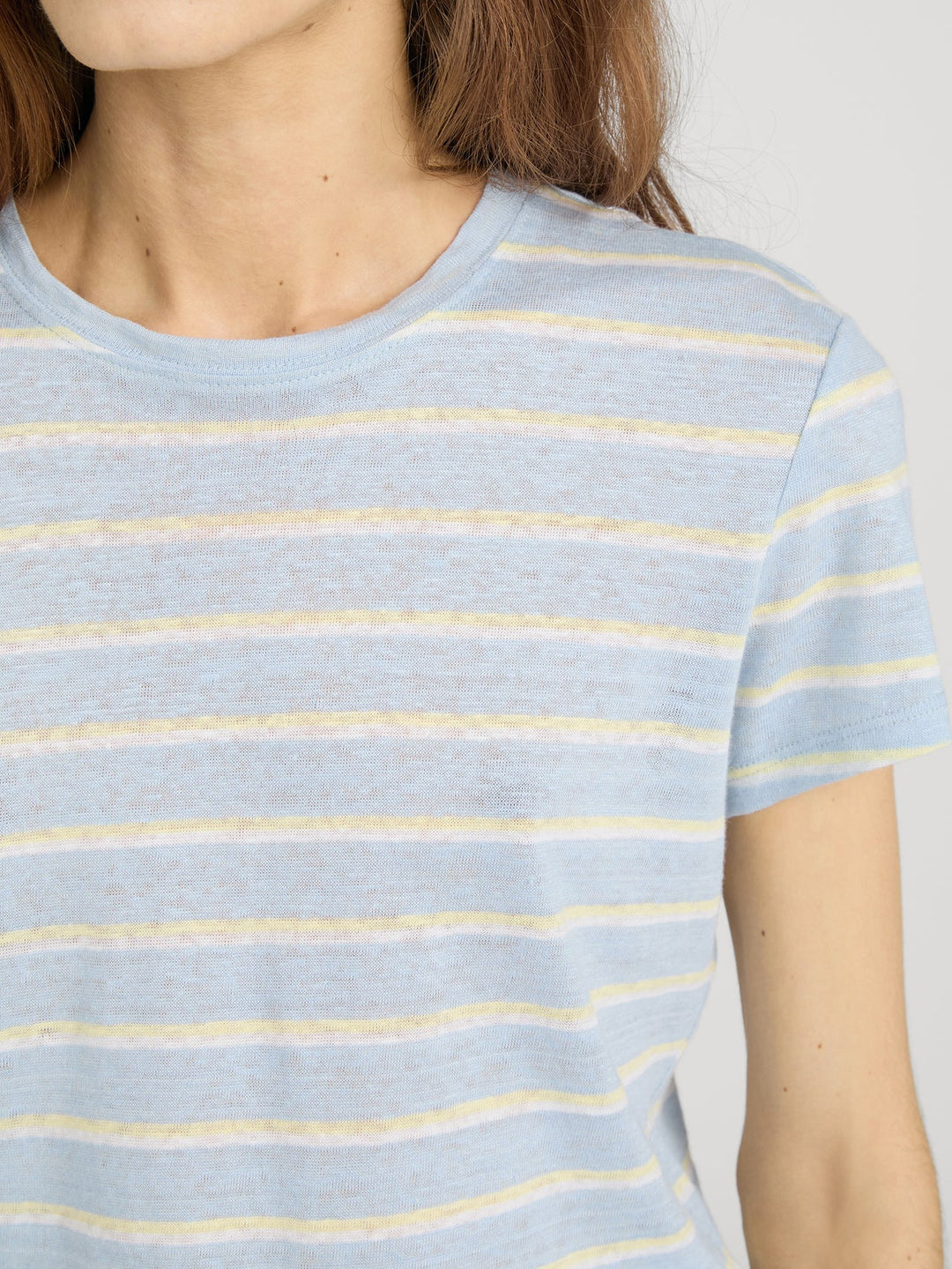 Frame - Linen Baby Tee Chambray Blue Multi - Kalifornia Jean Bar