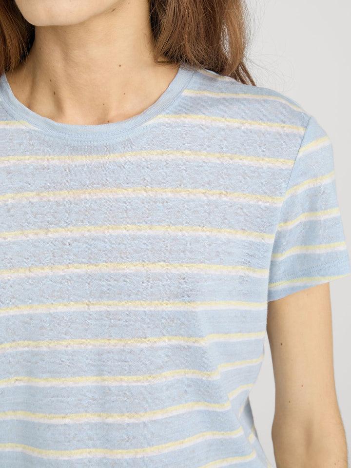 Frame - Linen Baby Tee Chambray Blue Multi - Kalifornia Jean Bar