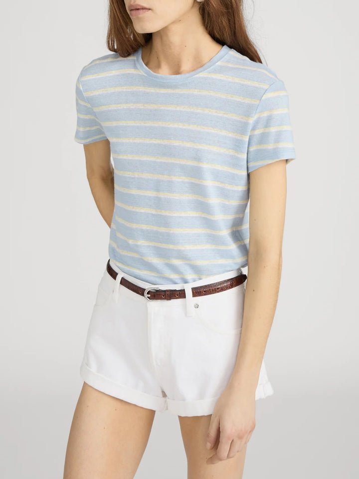 Frame - Linen Baby Tee Chambray Blue Multi - Kalifornia Jean Bar