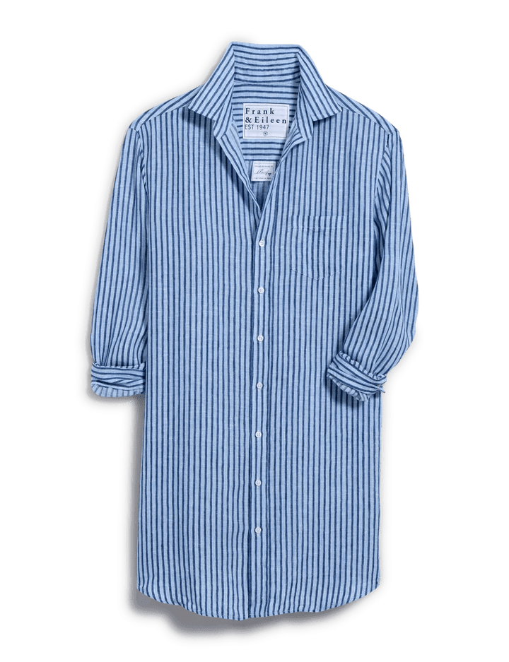 Frank & Eileen - Blue Navy Textured Stripe Mary Shirtdress - Kalifornia Jean Bar