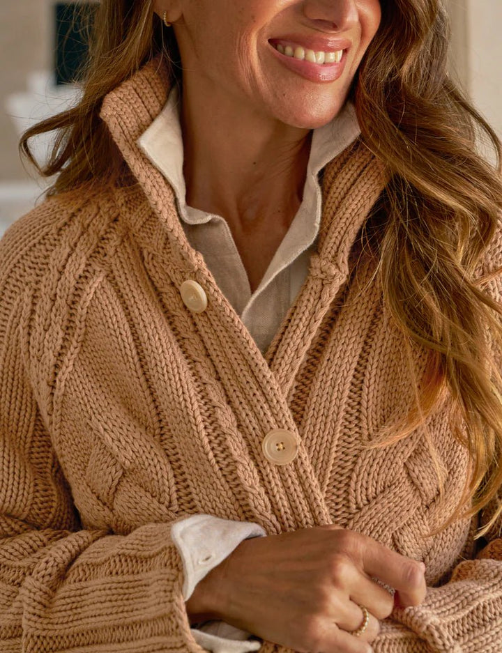 Frank & Eileen - Camel Cotswolds Cardigan - Kalifornia Jean Bar