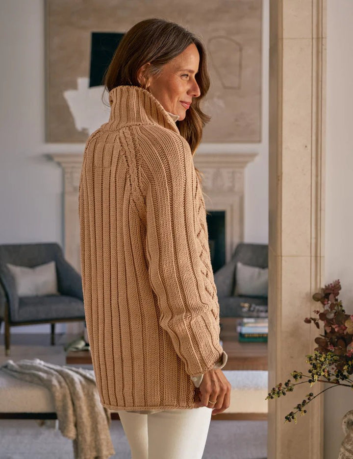 Frank & Eileen - Camel Cotswolds Cardigan - Kalifornia Jean Bar