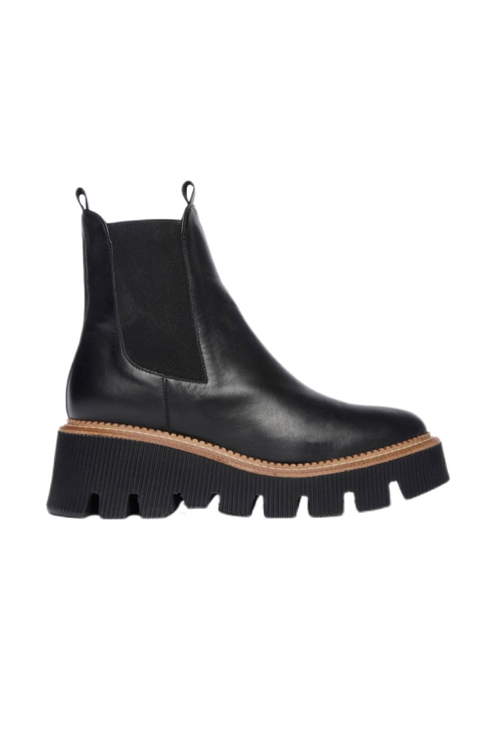 Freda Salvador - Black Calf Water Resistant Bess Lug Sole Chelsea Boot - Kalifornia Jean Bar