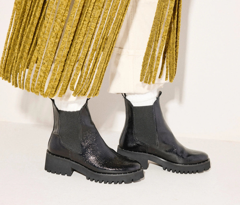 Freda Salvador - Brooke Rain Resistant Boot Black Pebbled Leather - Kalifornia Jean Bar