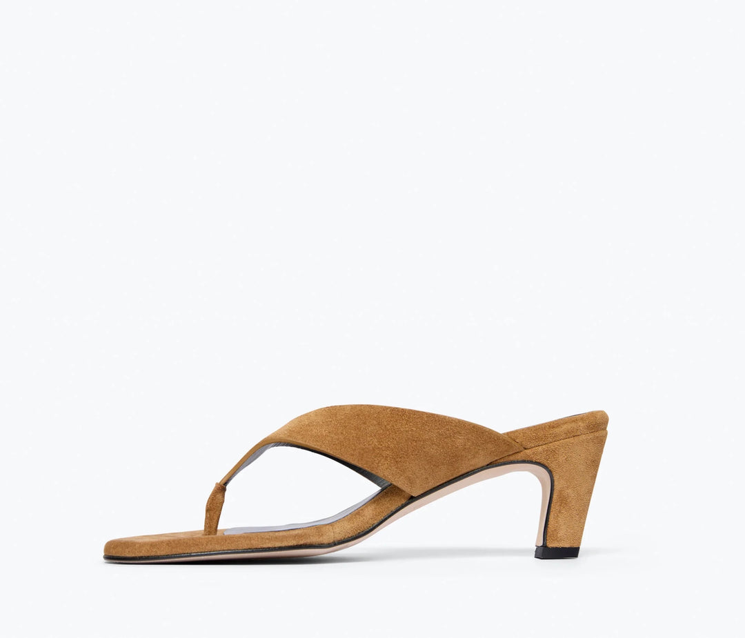 Freda Salvador - Kat Chestnut Suede Heeled Leather Thong - Kalifornia Jean Bar