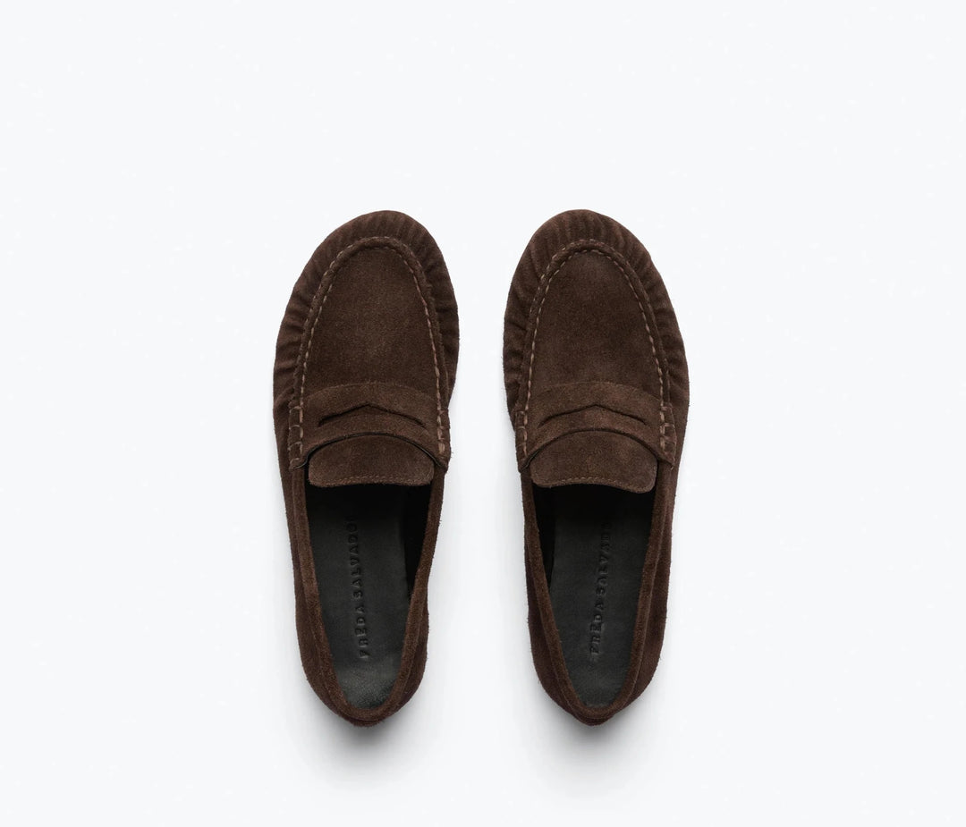 Freda Salvador - Sydnie Limited Edition Espresso Suede Penny Loafer - Kalifornia Jean Bar