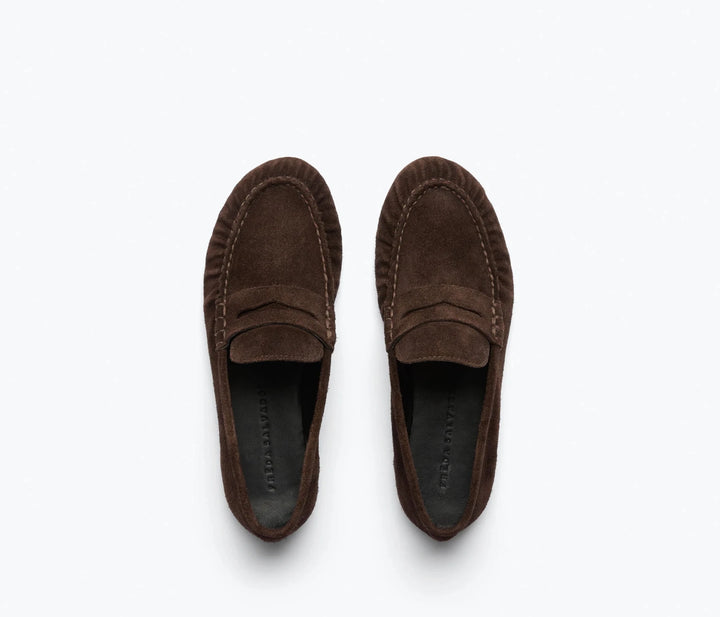 Freda Salvador - Sydnie Limited Edition Espresso Suede Penny Loafer - Kalifornia Jean Bar