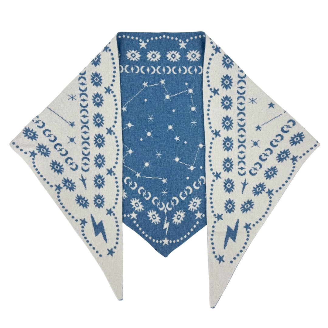Freya - Denim / Ivory Nebula Triangle Scarf - Kalifornia Jean Bar