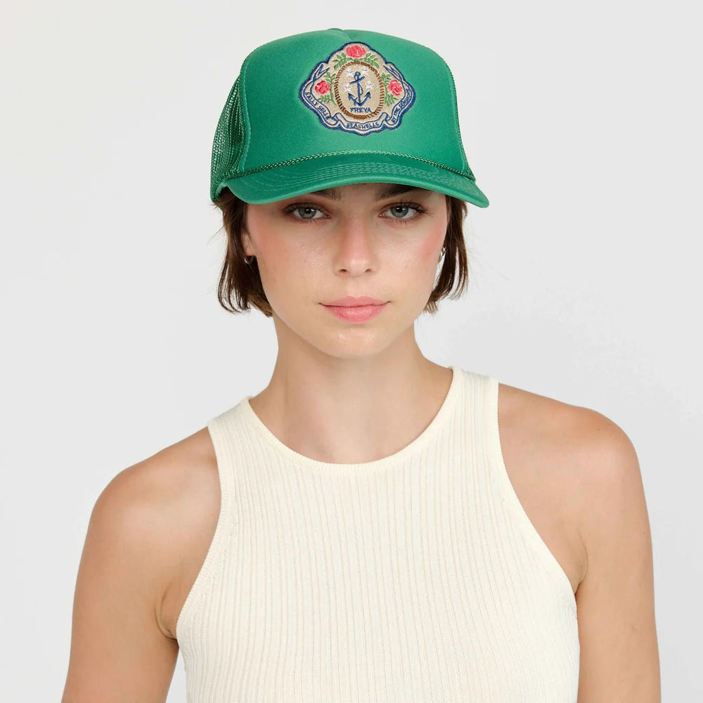 Freya - Sally Sells Sea Shells Trucker Hat Green - Kalifornia Jean Bar