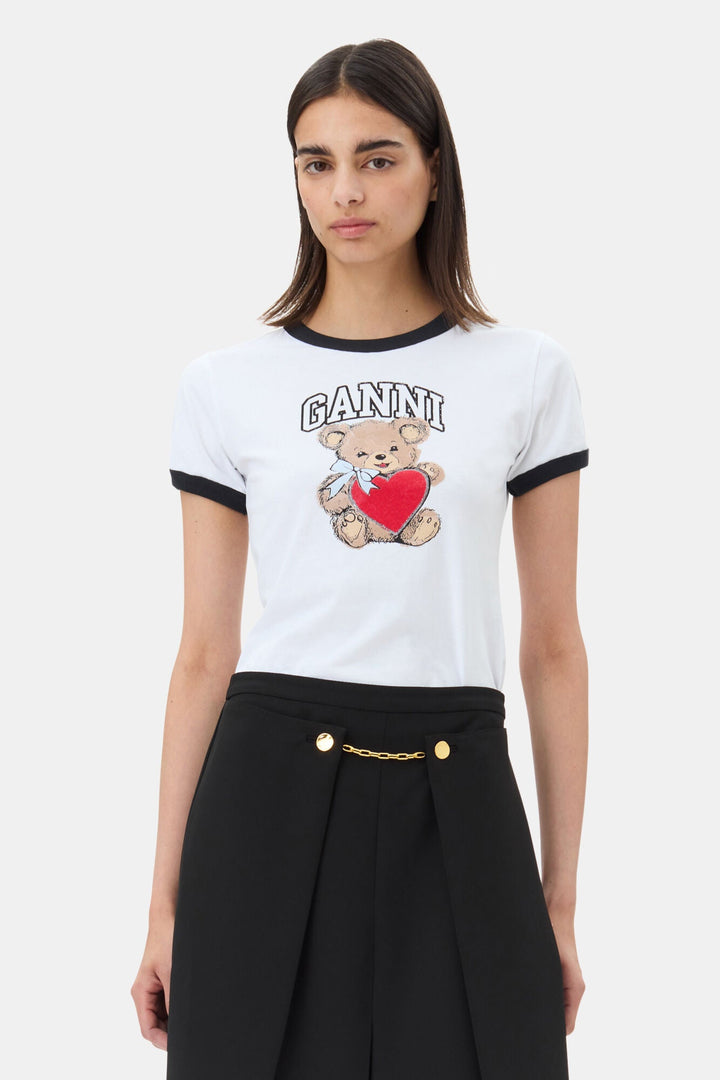 Ganni - Bear Basic Jersey Tee Bright White - Kalifornia Jean Bar