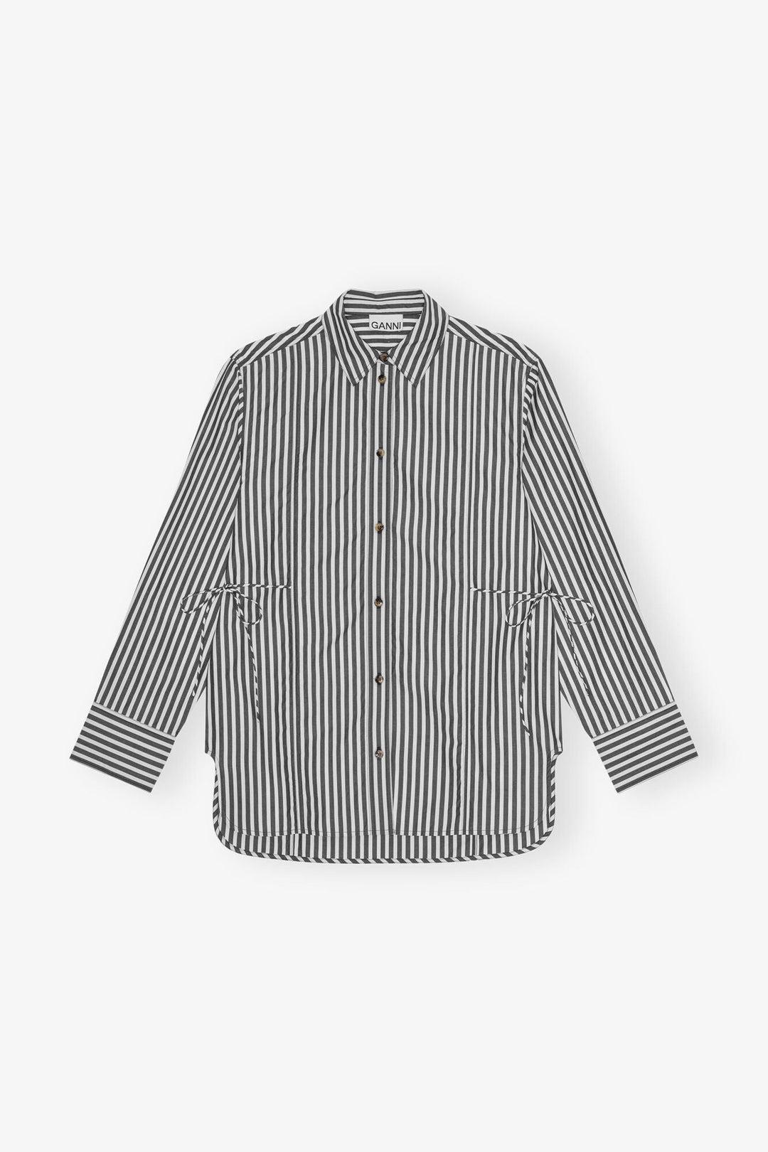 Ganni - Black Stripe Tie String Shirt - Kalifornia Jean Bar