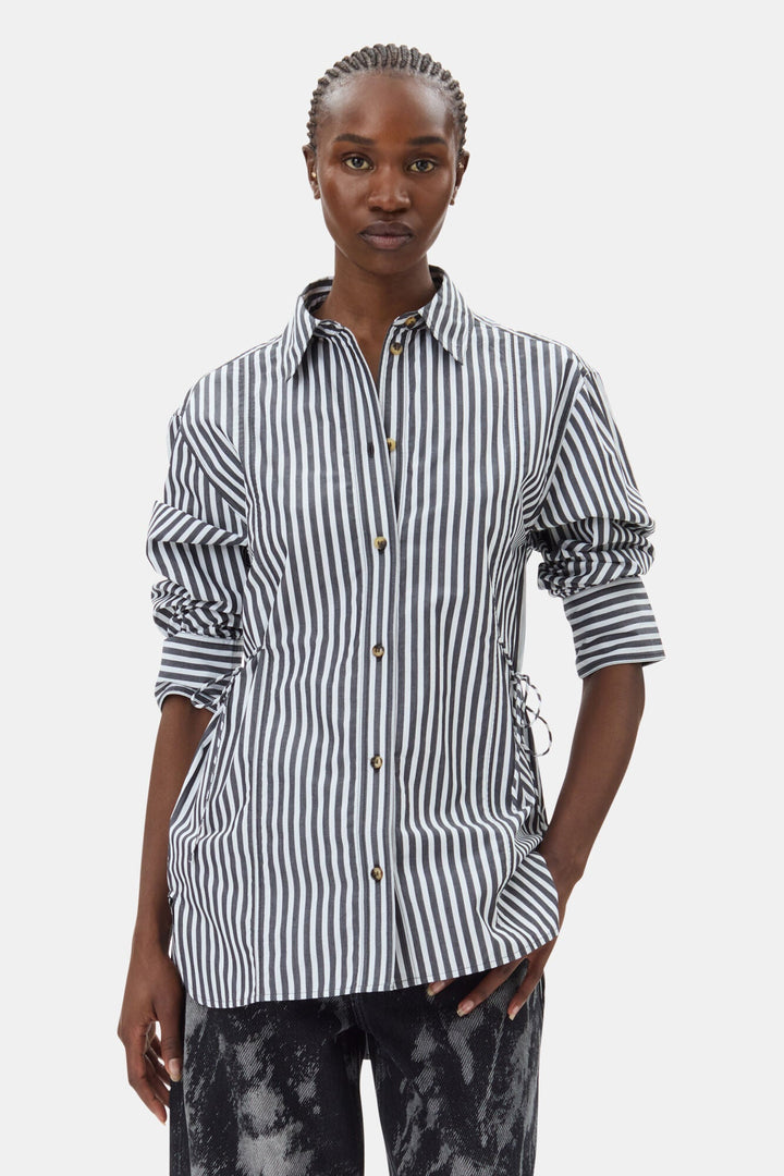 Ganni - Black Stripe Tie String Shirt - Kalifornia Jean Bar