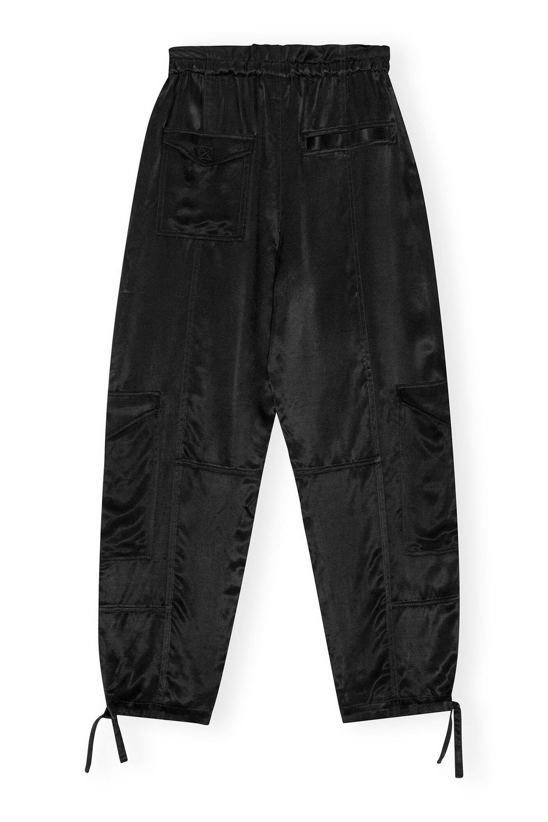 GANNI - Black Washed Satin Pocket Pants - Kalifornia Jean Bar