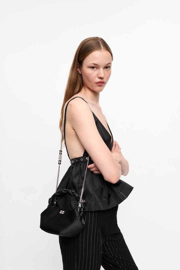 Ganni - Bou Bag Mini in Soir Satin Black - Kalifornia Jean Bar