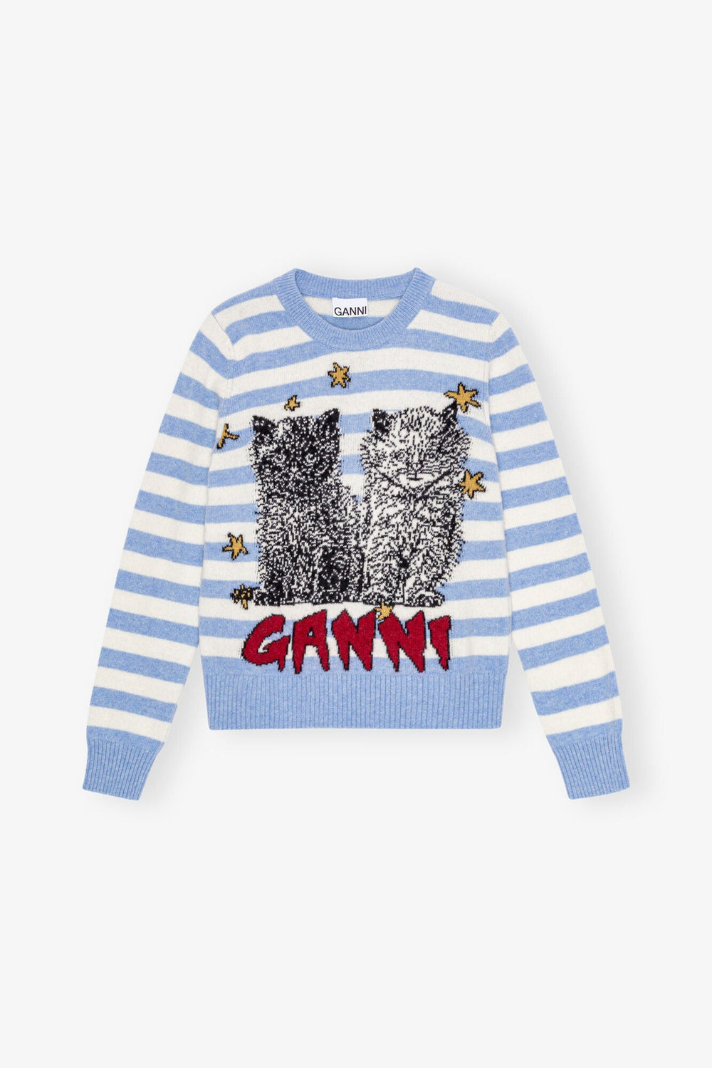 Ganni - Cats Striped Wool Crewneck - Kalifornia Jean Bar