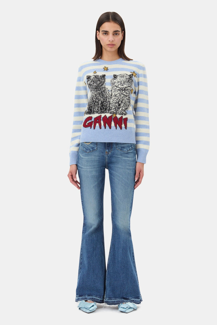 Ganni - Cats Striped Wool Crewneck - Kalifornia Jean Bar