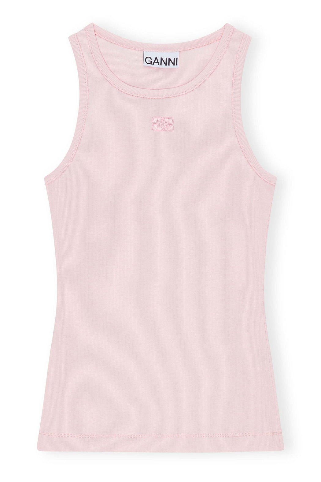 GANNI - Chalk Pink Rib Tank - Kalifornia Jean BarGANNI - Chalk Pink Rib Tank