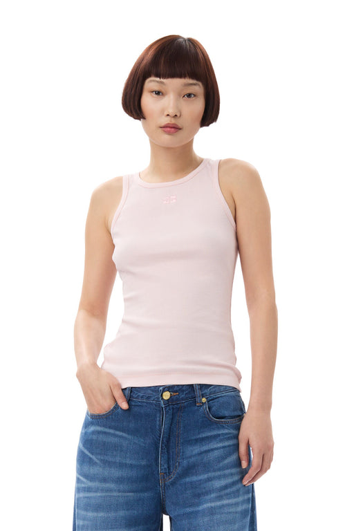 GANNI - Chalk Pink Rib Tank - Kalifornia Jean BarGANNI - Chalk Pink Rib Tank