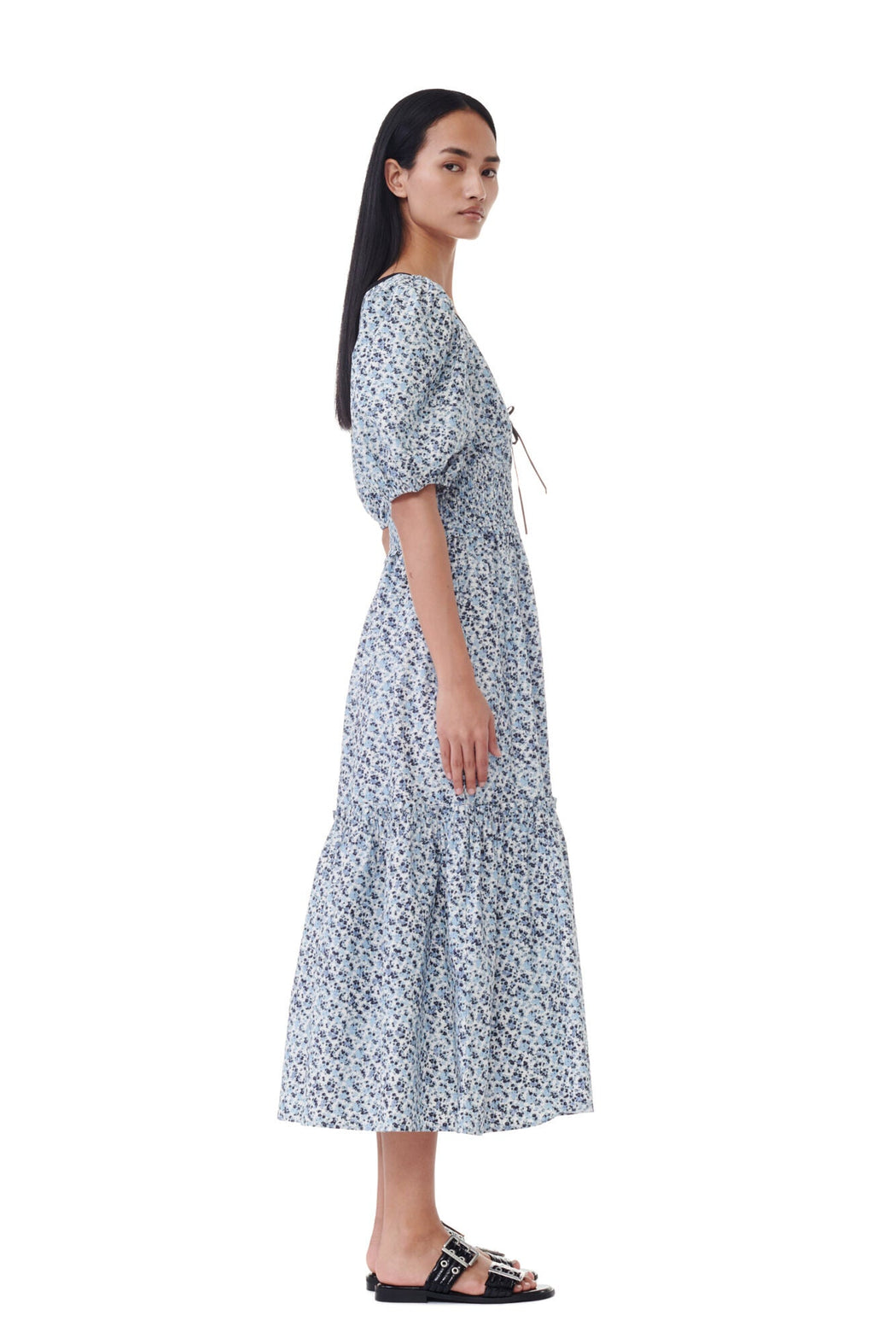 GANNI - Glacier Lake Blue Floral Long Smock - Kalifornia Jean BarGANNI - Glacier Lake Blue Floral Long Smock