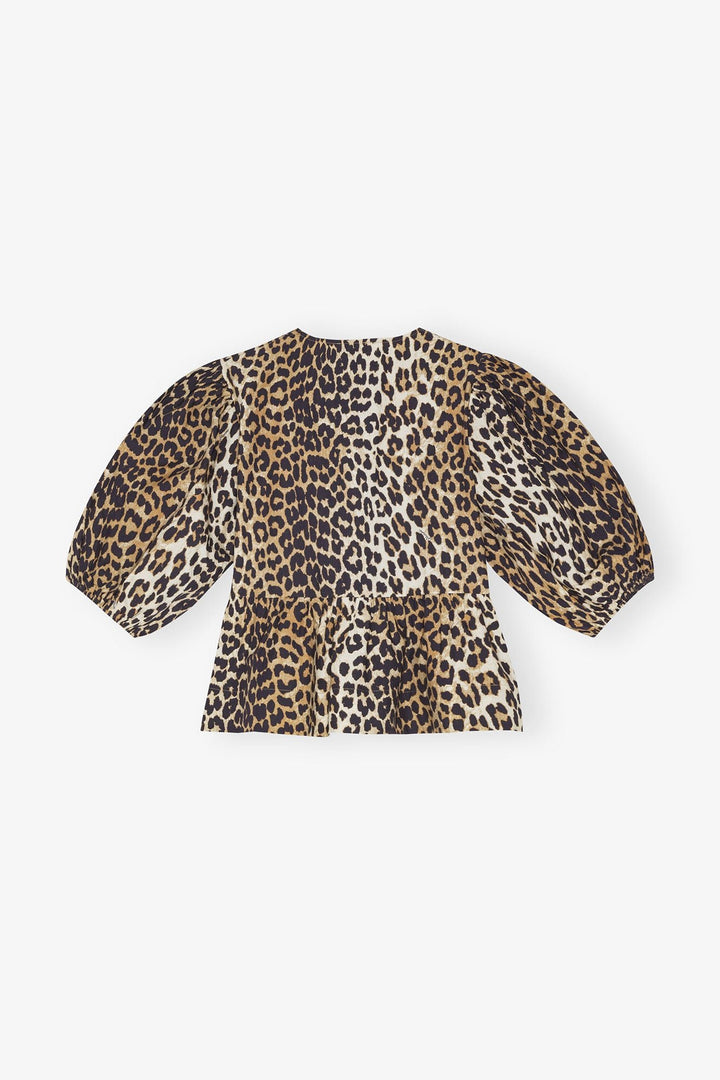 Ganni - Leopard Poplin Peplum Blouse - Kalifornia Jean Bar