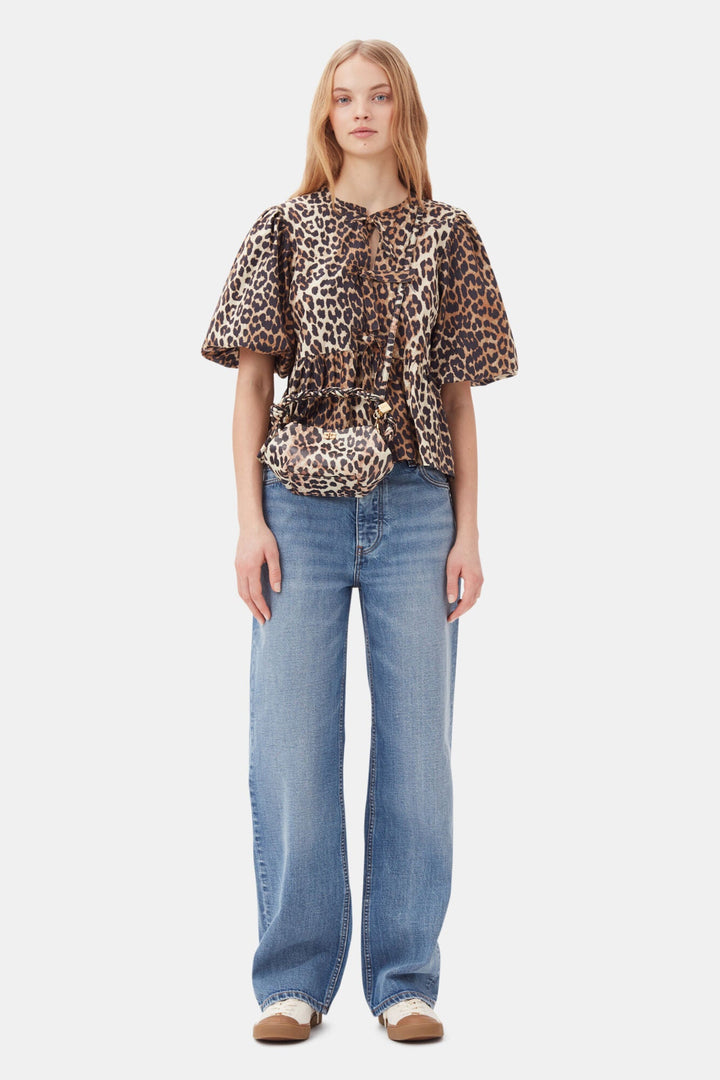 Ganni - Leopard Poplin Peplum Blouse - Kalifornia Jean Bar