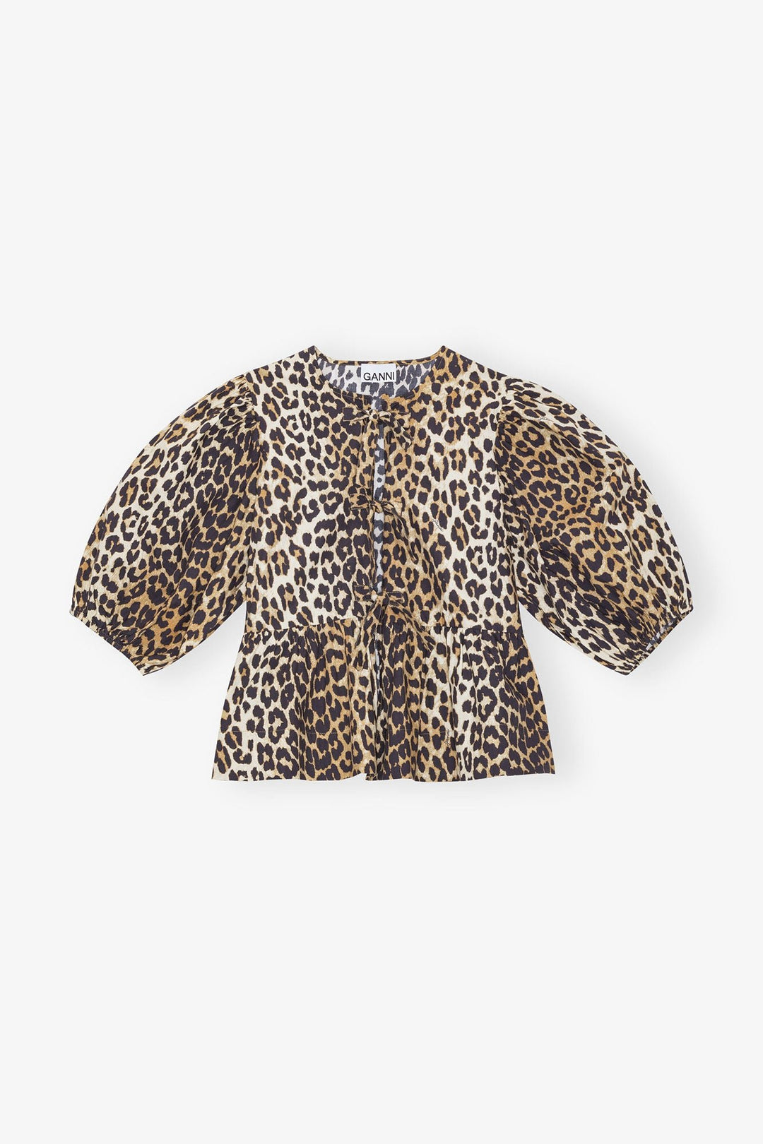 Ganni - Leopard Poplin Peplum Blouse - Kalifornia Jean Bar