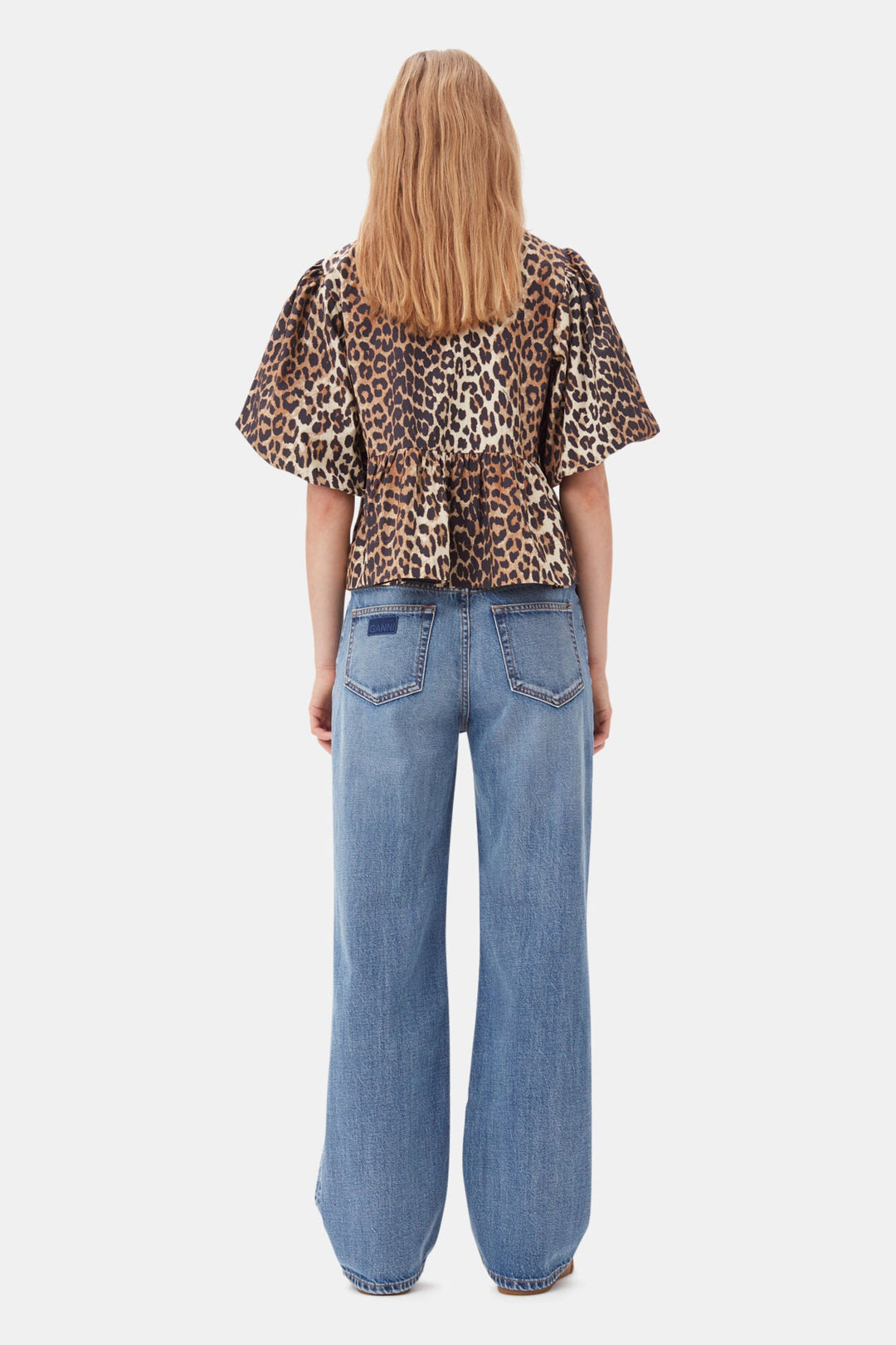 Ganni - Leopard Poplin Peplum Blouse - Kalifornia Jean Bar