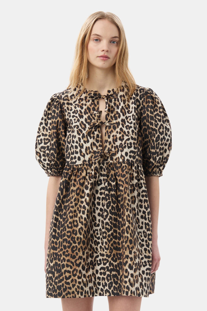 Ganni - Leopard Tie String Mini Dress - Kalifornia Jean Bar