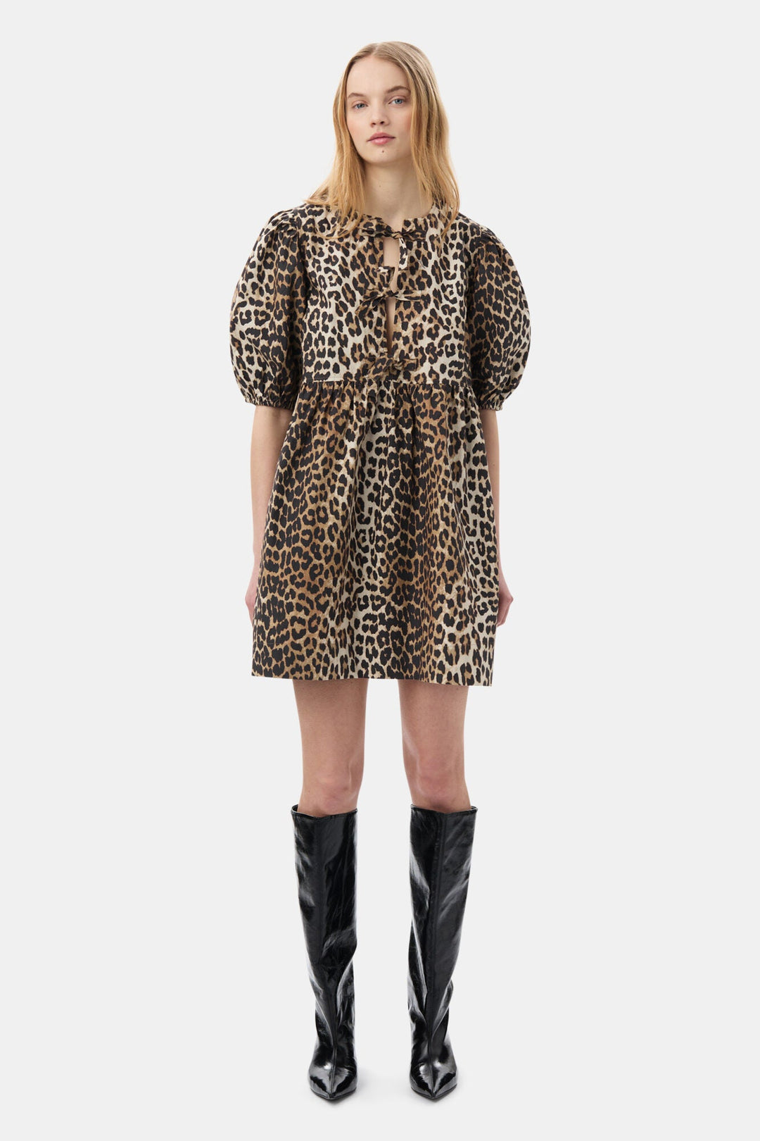 Ganni - Leopard Tie String Mini Dress - Kalifornia Jean Bar