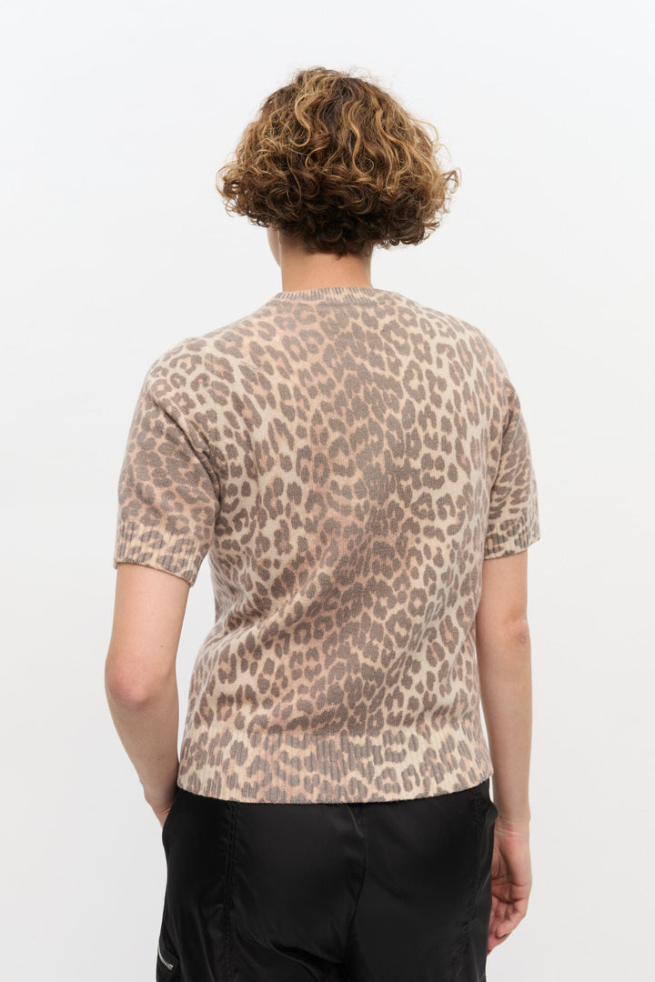 Ganni - Leopard Wool Mix T-Shirt - Kalifornia Jean Bar