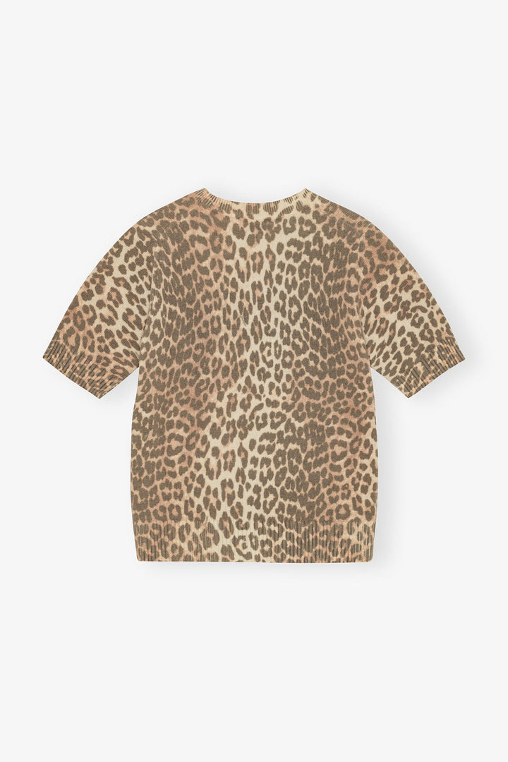 Ganni - Leopard Wool Mix T-Shirt - Kalifornia Jean Bar