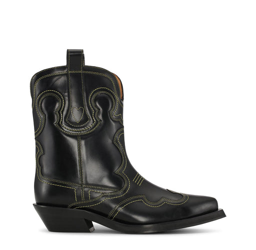 Ganni - Low Shaft Embroidered Western Boot in Black/Yellow - Kalifornia Jean BarGanni - Low Shaft Embroidered Western Boot in Black/Yellow