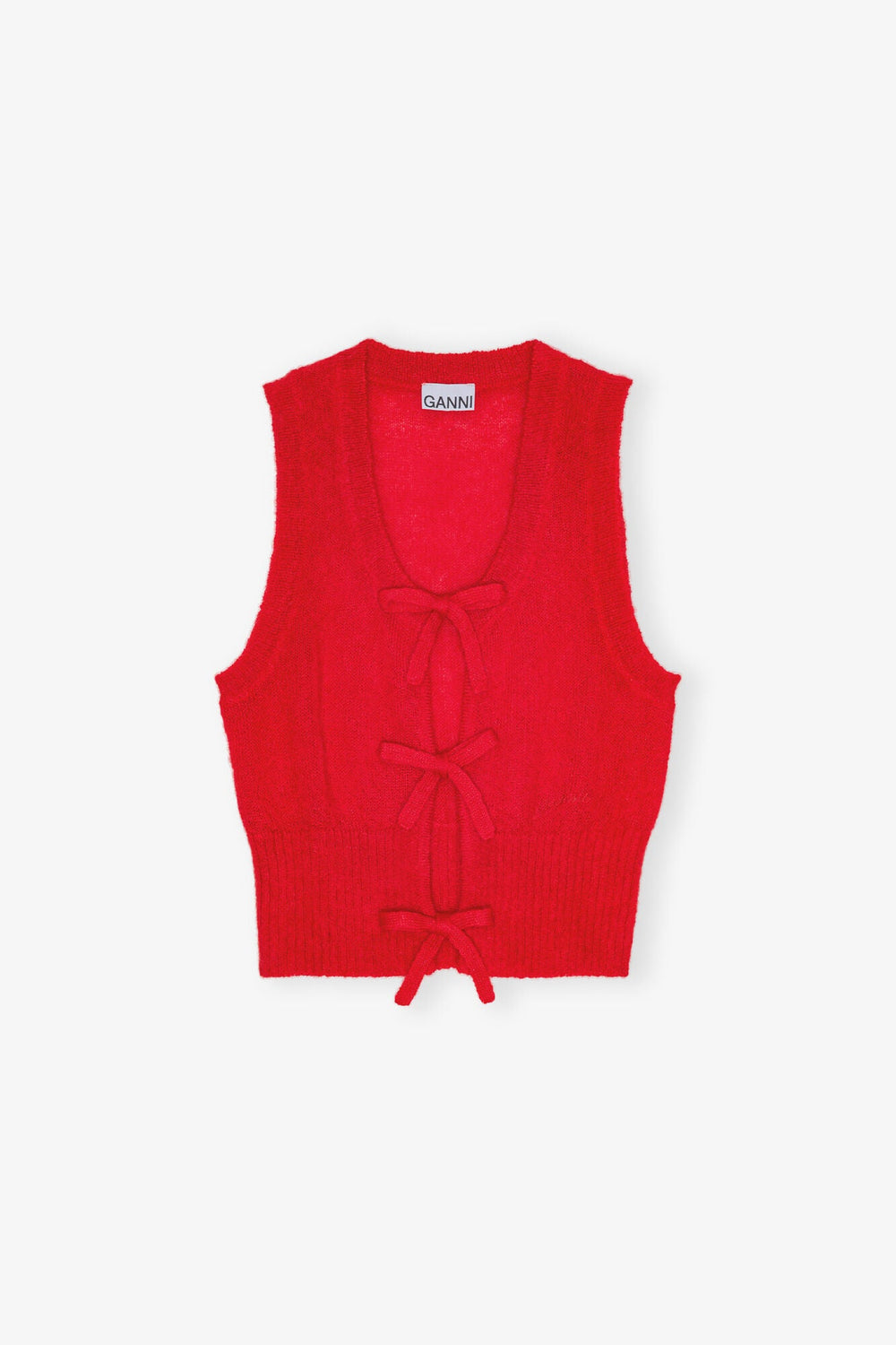 Ganni - Mohair Tie String Vest in Racing Red - Kalifornia Jean Bar