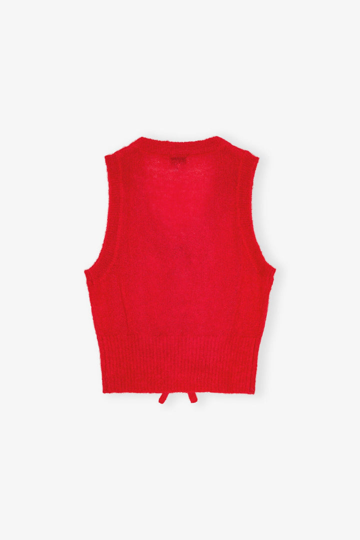 Ganni - Mohair Tie String Vest in Racing Red - Kalifornia Jean Bar