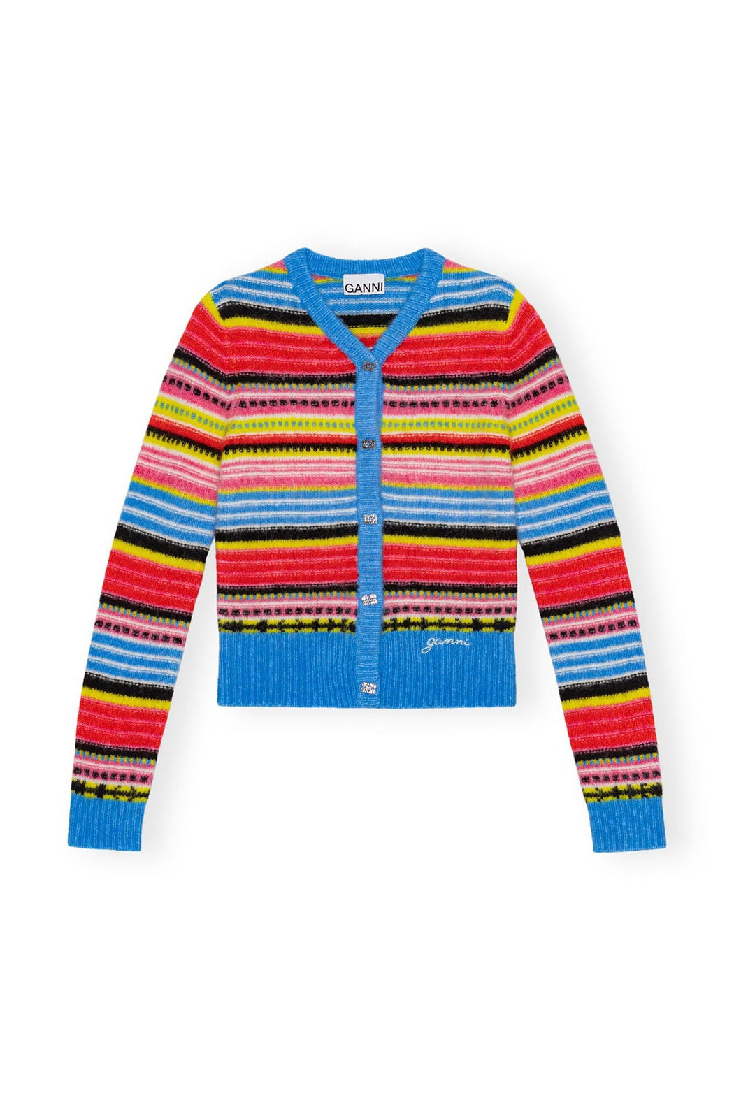 Ganni - Multicolor Soft Wool Stripe Cardigan - Kalifornia Jean BarGanni - Multicolor Soft Wool Stripe Cardigan