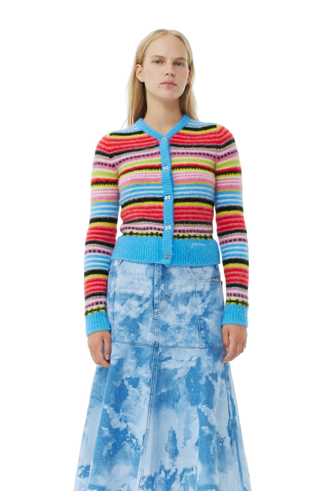 Ganni - Multicolor Soft Wool Stripe Cardigan - Kalifornia Jean BarGanni - Multicolor Soft Wool Stripe Cardigan